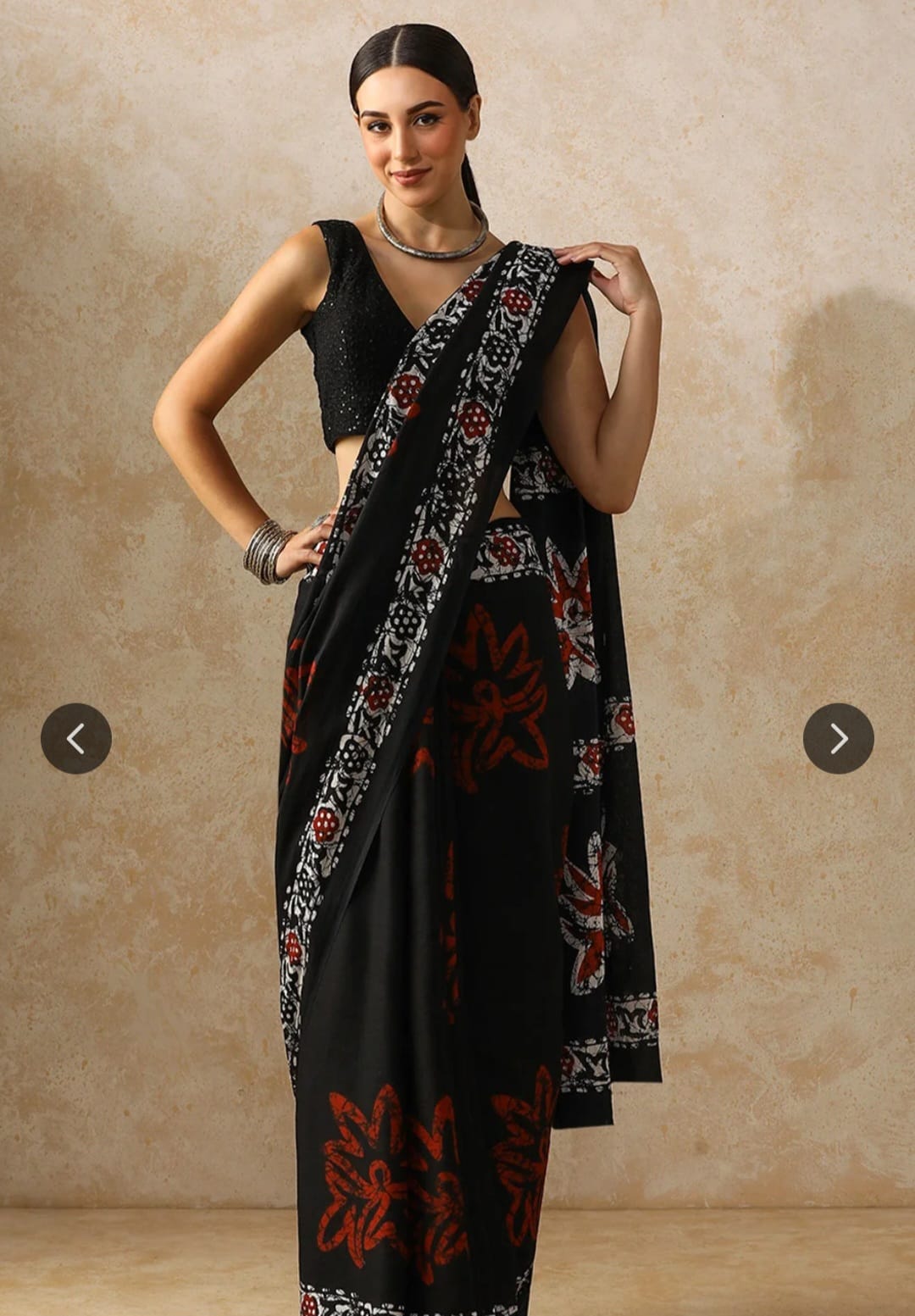 Pure cotton mulmul saree handblock printed in black and maroon – traditional cotton saree wholesale Fabtexs